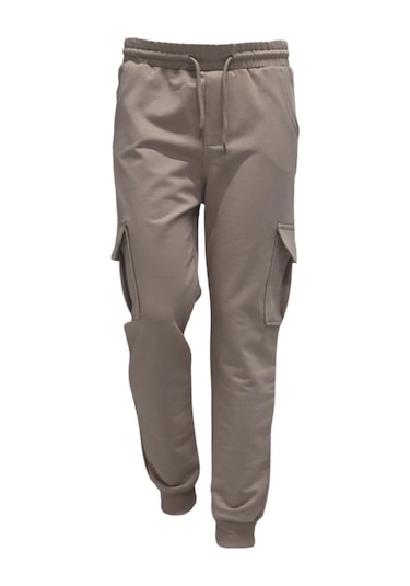 Erkek Çocuk Basic Kargo Cepli Jogger Paça Okul Eşofman Altı Ak2322-1 Bej