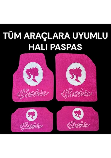 Lüx Oto Halı Paspas Desenli Yıkanabilir Universal Her Araca Uyumlu Barbie