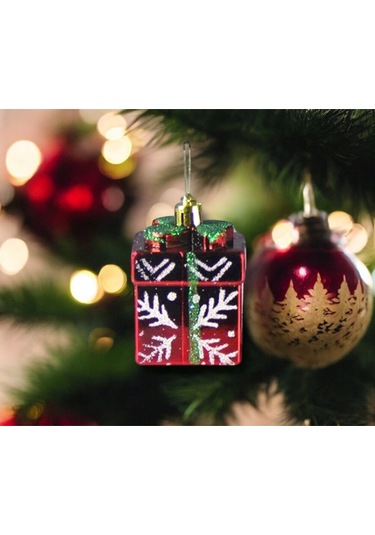 Yılbaşı Süsü 4'lü Hediye Paketi Pasta Kırmızı 6 Cm