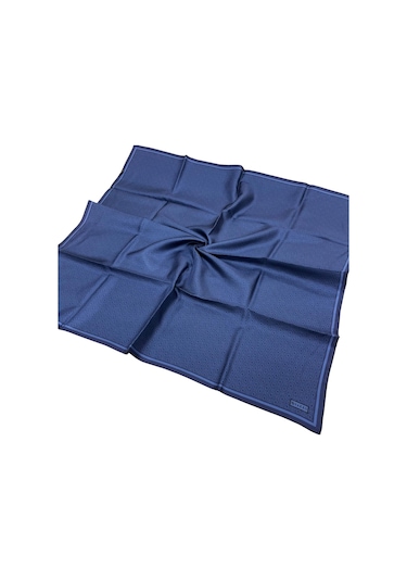 Vakko Pamuk İpek Eşarp - Yeni Monogram - Lacivert Lacivert