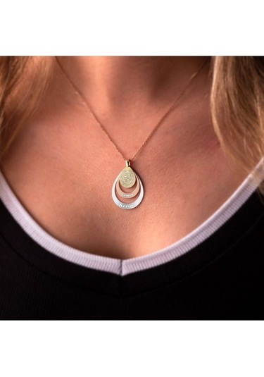 İndigo Takı Nas Sureli Isimli Damla Gümüş Kolye