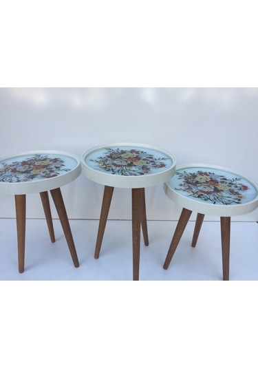 Zigon Çember Model Kayın Torna Retro Natüre Renk Ayak Üst Tabla