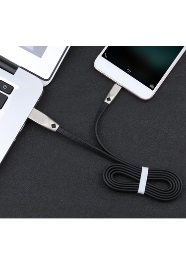 Aweı Cl-96 Usb Micro Usb Taşınabilir Tpe + Alüminyum Alaşımlı Veri Kablosu, 2a, Uzunluk: 1m Siyah