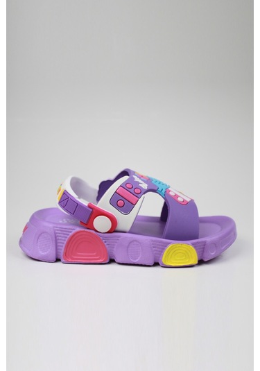 Günlük Unisex Çocuk Sandalet Esnek Kaymaz Taban Yazlık Ev Okul Kreş Ayakkabı Ps940-ps955 Düz- Lila