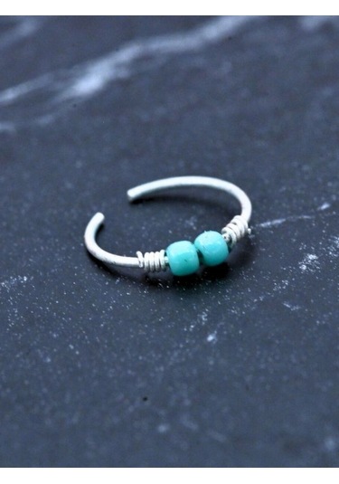 Gümüş İki Turkuaz Taş Ve Yay Detay Hızma 925 Ayar Hızma-hızma47 Gümüş