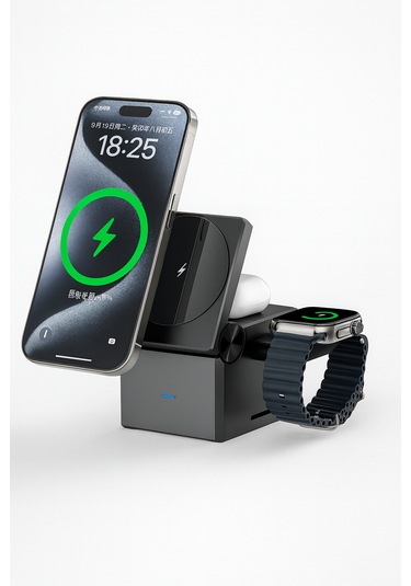 Küp Tasarımlı Telefon & Akıllı Saat & Kulaklık İçin 3in1 Kablosuz