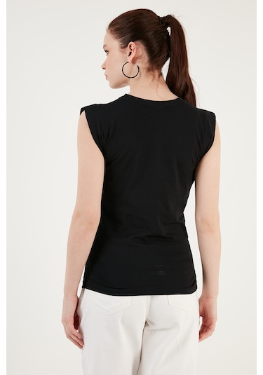 Lela Pamuklu Bisiklet Yaka Kolsuz Bayan T Shirt 5864019 Siyah