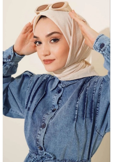 Melodi Scarf Kadın Tesettür Pratik Bambu Kraş Eşarp Açık Bej Açık Bej