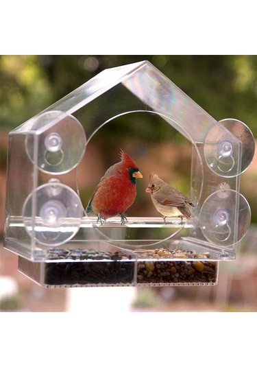 Vkemall Bahçe Kuş Yemleme Aleti Akrilik Dış Mekan Kuş Yemi Kutusu Düşmeyi Engeller Taşınabilir 20x10x21 Cm