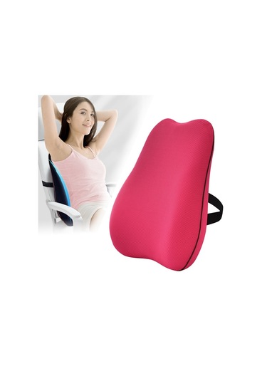 Sones Ofis Hafızalı Köpük Yastık Bel Destek Yastığı Gül Kırmızısı