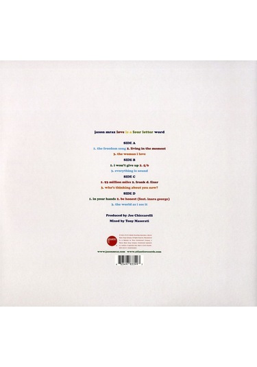 Jason Mraz - Love Is A Four Letter Word Limited Edition - Clear Vinyl 2 X Plak
