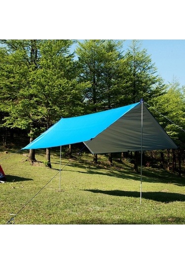 Springsun 3-4 Kişilik Dış Mekan Güneşlik Çadırı - Su Geçirmez, Güneş Engellici Sahil Pergolası İle İnce Gümüş Kaplı Zemin Bezi Mavi