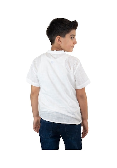 Eliş Şile Bezi Kısa Kol Şile Bezi Bodrum Erkek Çocuk Tshirt Beyaz 3001
