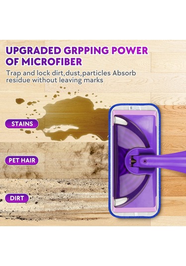 Youmex Swiffer Wet Jet Uyumlu Mikrofiber Mop Padı - 12 İnç, 6 Adet 2 Yeşil+2 Mor+2 Mavi , Yıkama Ve Yeniden Kullanım, Ahşap/seramik/zemin Temizliği