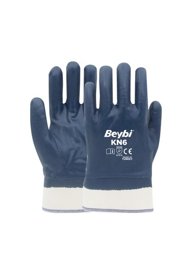 Beybi Kn6 Petrolcü Iş Eldiveni Pamuk Nitril Eldiven 12 Çift