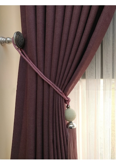 Evdepo Home Keten Mürdüm Fon Perde Tek Kanat Mürdüm