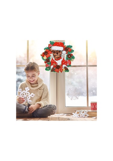 5d Elmas Boya Noel Çelenk Dıy Kırmızı Ve Yeşil