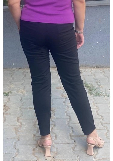 Kadın Siyah Boru Paça Pantolon Siyah