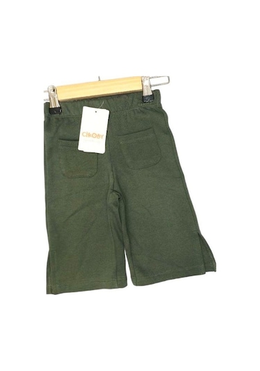 Çikoby Kız Bebek Yırtmaçlı Örme Pantolon-13578 Haki