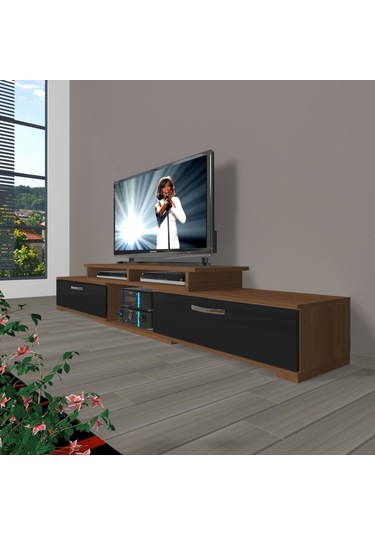 Decoraktiv Flex 130 Mdf Tv Ünitesi Tv Sehpası Ceviz - Siyah