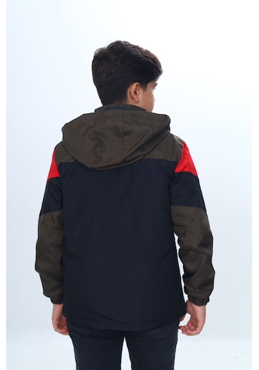 Toontoy Erkek Çocuk Sport Baskılı Kapüşonlu Yağmurluk Siyah