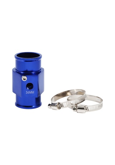 Kosona 36mm Alüminyum Radyatör Su Sıcaklığı Göstergesi Bağlantı Borusu, Aşırı Isınmayı Engelle, Mavi, 1/8 Npt Somunlu Sensör Ve Paslanmaz Çelik Klemplerle