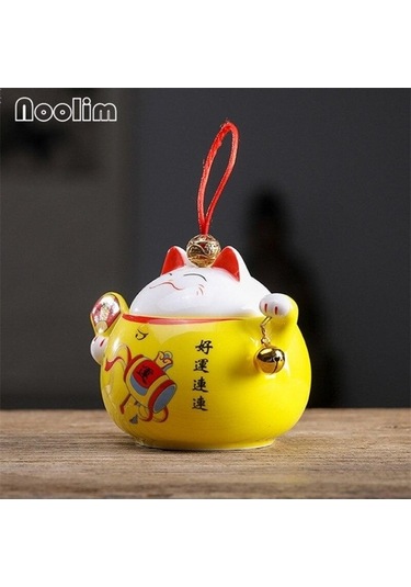 Pazly Şanslı Sevimli Kedi Çay Caddy Seramik Mühürlü Seyahat Kavanoz Depolama Taşınabilir Baharat Kutusu 11.4x8.8x8.3cm A Diğer