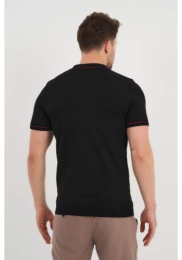 Alexander Gardi Alexandergardı Resort Yaka Triko T-shirt Siyah