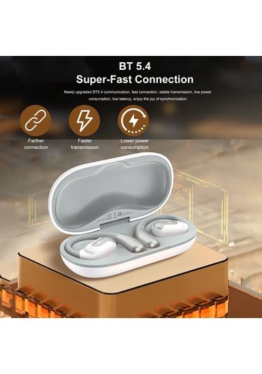 Jeemson Beyaz Kulaklıklı Açık Tip Spor Bluetooth Kulaklık - 13mm Membran, Enc Gürültü Engelleme, 7 Saat Pil Süresi, Ipx5 Su Geçirmez, Bt 5.4