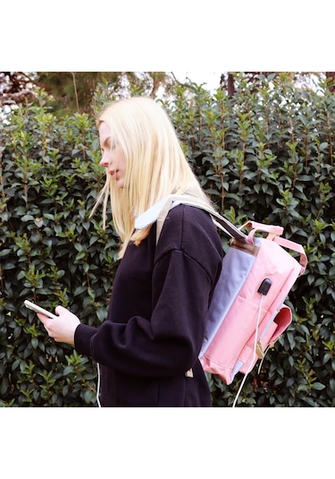 Biggdesign Cats Usb Girişli Okul Çantası - Pembe