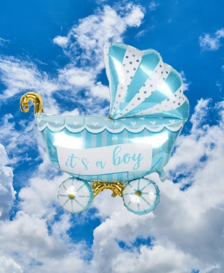 Folyo Balon Baby Boy Mavi Puset 79x71cm Cinsiyet Partisi Baby Shower Bebek Partisi Diğer