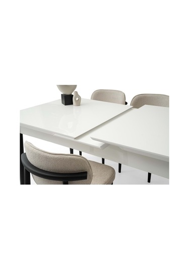 Mobilgen Beyaz 160+37 Kelebek Tekno Kenar Hg Açılabilir Masa Beyaz