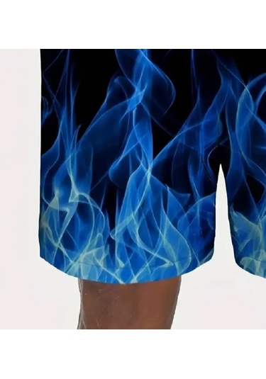 3d Alev Baskılı Erkek Mayo M Mavi