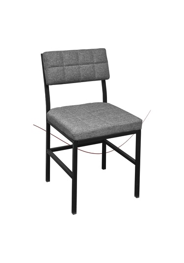 Nemeron İkon Mutfak Sandalyesi Keten Kumaş Metal Sandalye Silinebilir Kafe Salon Sandalyesi - Gri Gri