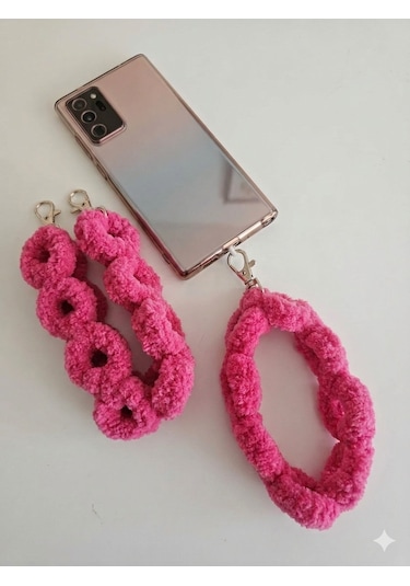 Puffy Fuşya Telefon Askısı