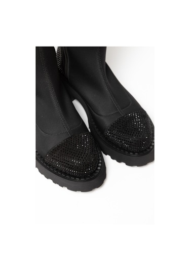 Çizme Kadın Gtn-24573 John May Siyah Strec-siyah Taş Siyah