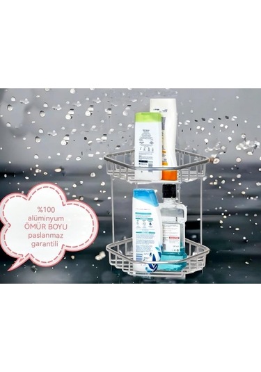 Aüminyum İki Gözlü Banyo Köşelik Şampuanlaık Ömür Boyu Paslanmaz-oscr Çok Renkli