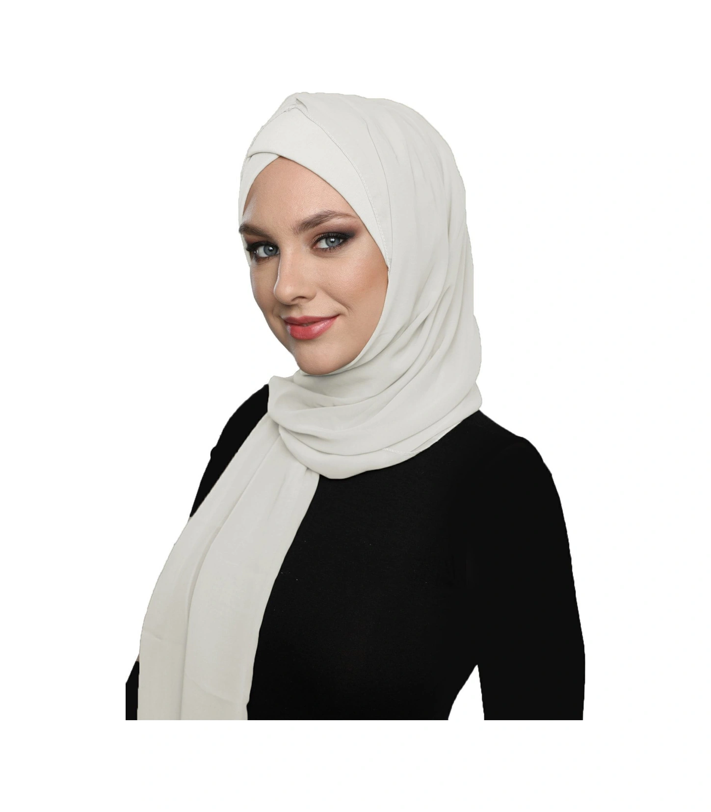 Şallı Takmatik Sade Krem Hazır Türban Tesettür Bone Namaz Örtüsü Krem