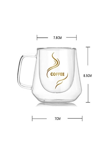 Sones Çift Duvarlı Kupa Ofis Kupaları Isı Yalıtımı Çift Kahve Kupası Kahve Cam Bardak, Stil:etiket Yok