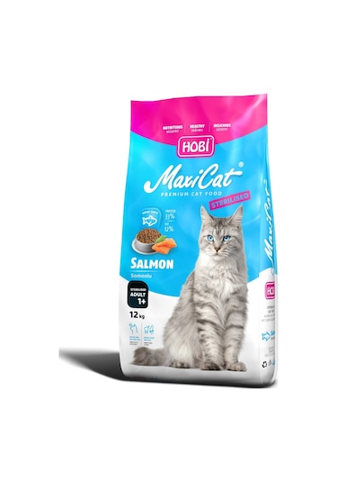 Hobi Maxicat Kısırlaştırılmış Somonlu Kedi Maması 12kg