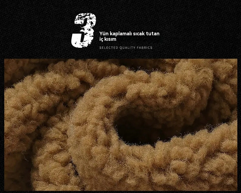 Kışlık Erkek Süet Ceket Yüksek Kaliteli Erkek Ceket Artı Kadife Kuzu Derisi Pamuklu Ceket Gri