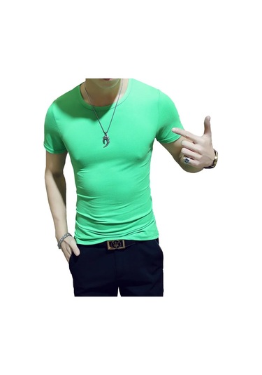 Snapbuymoda Erkek Yazlık Kısa Kollu V Yaka Polyester Tişörtaltınerkek Altın