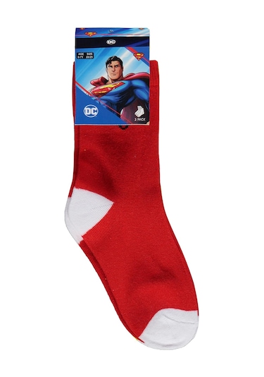 Superman Süperman 3'lü 2-12 Yaş Erkek Soket Çorap - Standart