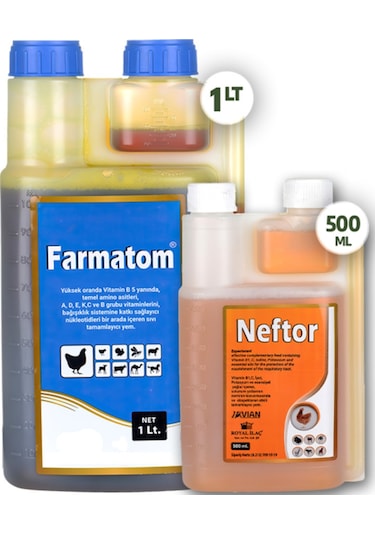 2li Set Kuşlar Için Farmatom Vitamin 1 Lt Neftor Hırıltı 500 Set