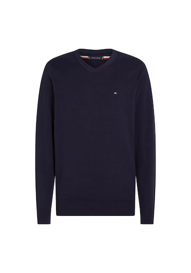 Tommy Hilfiger Erkek Yuvarlak Yaka Cotton Crew Neck Kazak - Lacivert Blue