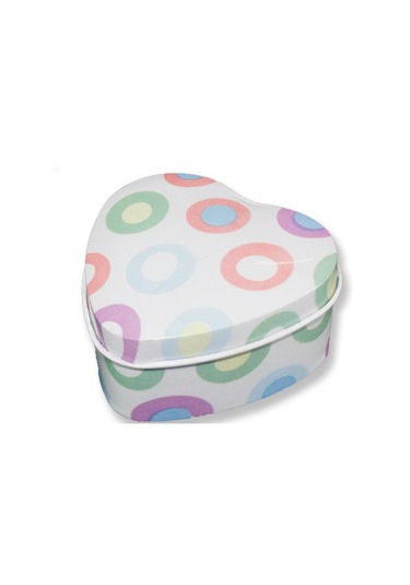 Mutluadim 12 Adet Yuvarlak Desenli Kalp Metal Kutu-Lila