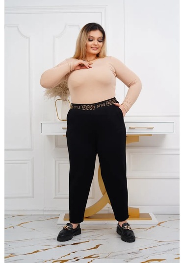 Nelly Büyük Beden Klasik Esnek Bel Pantolon 439025792 Siyah