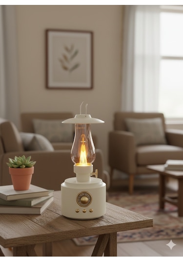 Şarjlı Masa Lambası Kamp Model - Bluetooth Hoparlörlü Led Lamba Renkli