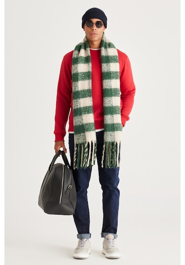 AC&Co / Altınyıldız Classics Erkek Kırmızı Standart Fit Normal Kesim İçi Polarlı Bisiklet Yaka Sweatshirt Kırmızı