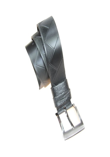 Hakiki Deri Erkek Baklava Desenli Kot Kemeri 4,5 Cm Siyah
